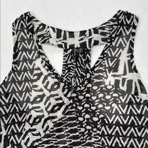 Portocruz Black & White Geometric Pattern Sheer Racerback Swimsuit Cover-Up Sz S - Picture 2 of 7